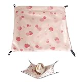 Meerschweinchen Hängematte Erdbeere 34x34 cm – Meerschweinchen Zubehoer Eisseide, Kühlende Eisseide Sommerhängematte für Hamster, Ratten & Chinchilla, Doppelseitiges Käfigzubehör, Waschbar & Weich