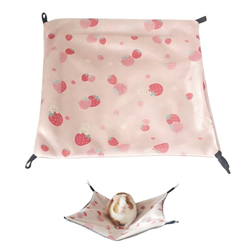 Hamac cochon d’Inde soie glacée 34 x 34 cm Hamac Rongeur Ajustable Cage Furet hamac rongeur ajustable double face cage cabane balançoire fraîche été pour lapin hamster chinchilla