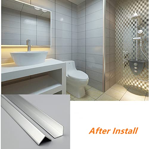 Image of 6PCS L Molding Aluminum Wall Corner Trim 0.78 inch x 0.78 inch x 35.4'' Edging Protector Wall Guard Wall Door Frame Cabinet Baseboard Protection, Silver