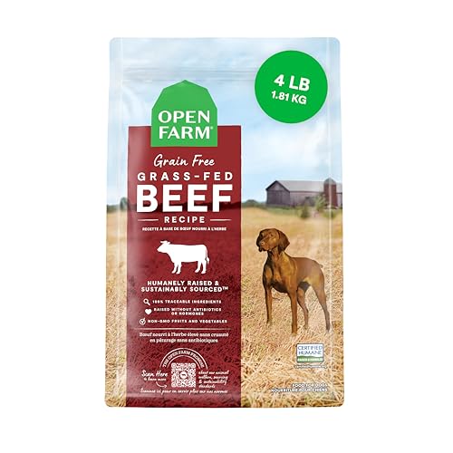 Open Farm, Grain-Free Dry Dog Food, Complete & Balanced Kibble, Sustainably & Ethically Sourced Ingredients, Non-GMO Veggies & Superfoods to Support Overall Health, Grass-Fed Beef Recipe, 4lb Bag