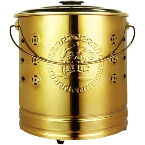 FiveLn 焼却炉 焼却バレル 焼却器インナータンク付き ステンレス鋼の燃焼バレル焼却炉ケージの火ピットヤードの残骸の燃焼炉 焼却炉 庭の紙の葉のゴミの木の裏庭のたき火 家庭用 (ゴールデン,口径:36.5cm 高さ:38cm)