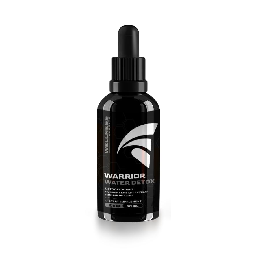 Wellness Warrior Water Detox Drops with Binder, Natural Detoxification with Zeolite, Fulvic Acid, Humic Acid, Activated Charcoal, and Carbon 60. 2 fl oz concentrate
