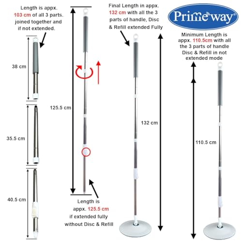 Image of Primeway Plastic 360 Spin Rd Mop Bucket | 2 Rd Refills | White | 3 LTR