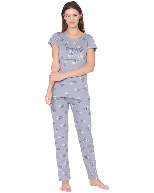 bodycare Womens Combed Cotton Printed Tshirt & Pyjama Night Suit Set-BSLS12001-12013-picture-31