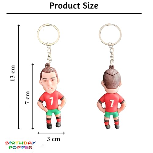 Image of Birthday Popper 12 Pcs Football Players Theme Keychains as Birthday Party Return Gifts 3D Pendant Keychains for Kids | Lightweight Key Accessories -School Bag & Backpack Charms for Boys