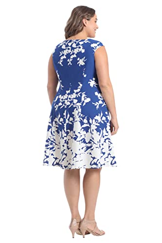 Image of London Times Womens Dresses Cap Sleeve Fit and Flare - Elegant Summer Cocktail Graduation Garden Party Wedding Guest Dress