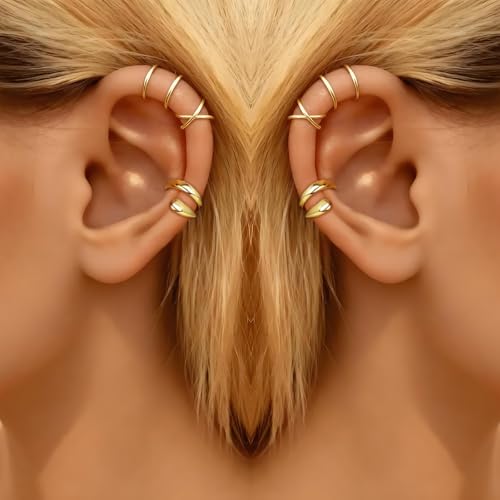 Image of Ear Cuffs Non Piercing Chunky Ear Cuff Earrings for Women Non Tarnish Clip on Cartilage Earrings Trendy Jewelry No Pierced Ears Fake Earring Set Fashion Accessories Jewelry Birthday Gifts