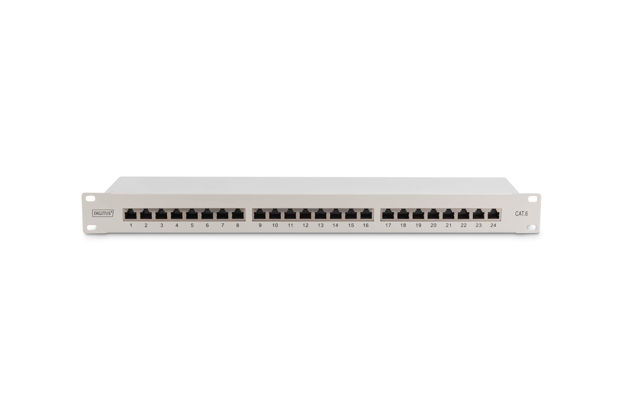 DIGITUS Panel de conexiones – Cat-6 – 19 pulgadas, 1U – 24 puertos RJ45