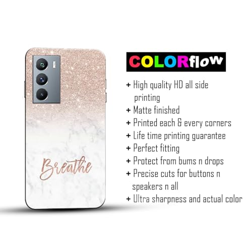Image of COLORflow Back Cover Compatible with iQOO 9 SE 5G | (Best for Girls) Quotes (Breathe) Marble | Designer Printed Hard CASE Bumper Back Cover Compatible with iQOO 9 SE 5G