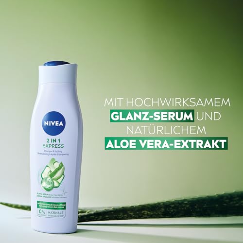 NIVEA 2in1 Express Shampoo & Spülung (250 ml), intensive Haarpflege mit Aloe Vera und Glanz Serum, Haarshampoo & Spülung für schnelle, unkomplizierte Pflege