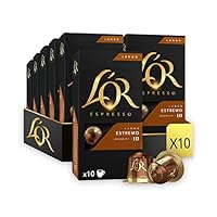 L'OR Espresso Lungo Estremo Intensity 10 Aluminium Coffee Capsules Compatible with Nespresso Machines 100 capsules (10 capsules x 10 packs)