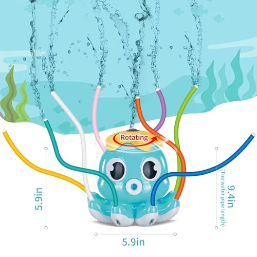 Tosekry Sprinkler Spielzeug ab 3 4 5 6 7 8 Jahre, Wasserspielzeug Kinder Outdoor Spielzeug ab 3-8 Jahre, Kinderspielzeug ab 3 Jahre Rasensprenger Outdoor Spiele für Kinder(Oktopus-Blau)