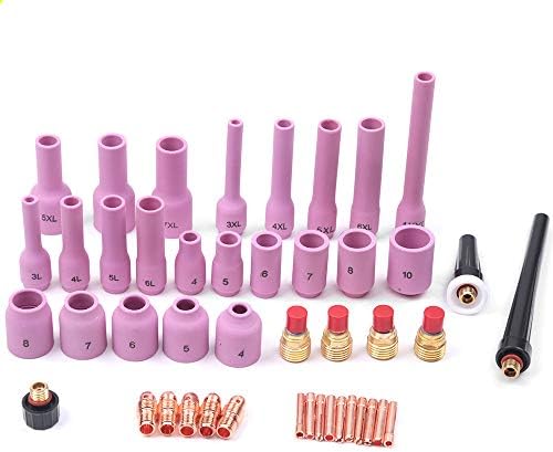 Alffun 46pcs TIG Gas Lens Collet Body Assorted Size Kit Fit SR WP 9 20 25 TIG Welding Torch