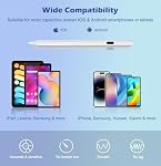 MoKo Stylus Styles pour écrans tactiles, Stylos à charge rapide pour iPad d'Apple/iPhone/Samsung (Penn non-S)/iOS/Android Tablets & Smart Phone Crayon universel d'écran capacitif Style avec affichage de puissance, blanc