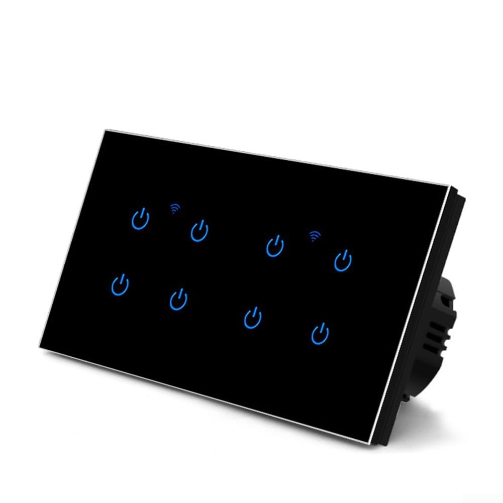 For TUYA APP Control Smart Switch Panel, WiFi 2 Way Touch Switch With Voice Control, 220V 10A Fit For Office Home Smart Device(8 Gang 2Way)