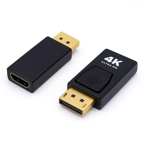 SJACXANM 2 Pezzi Adattatore DisplayPort a HDMI, 4K 30Hz Convertitore DP Maschio a HDMI Femmina, Plug & Play, Compatibile con Laptop Desktop Schede Grafiche, Supporta Monitor HDTV Proiettori Visori VR