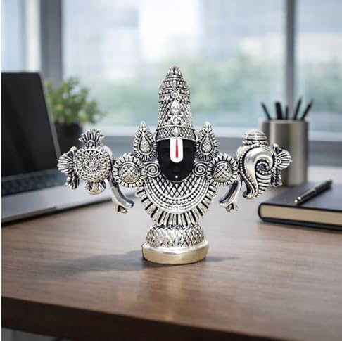 Image of KYAT Pure 999 Fine Silver Kamdhenu Cow with Calf Idol Elephant Pair (Tirupati Balaji - 3'')