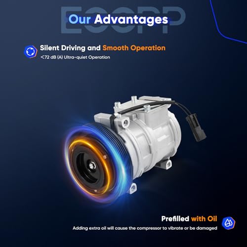 Image of ECCPP AC Compressor 1998-2004 for Dodge Intrepid for Chrysler Intrepid 2.7L | 1998-2004 for Chrysler Concorde 2.7L Fast Cooling AC Compressor with Clutch Low Vibration