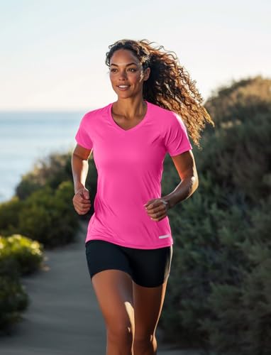 Zengjo Womens Running Shirts Quick Dry Short Sleeve Workout Yoga Tops V Neck Athletic Tees Sports Exercise Wicking T-Shirt 5