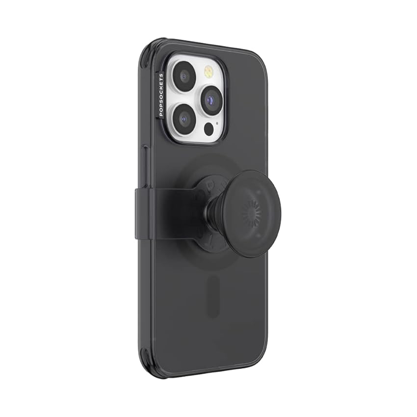 PopSockets: PopCase PlantCore per MagSafe - Custodia a Base vegetale per iPhone 14 PRO con Supporto PopGrip Slide Riposizionabile e Impugnatura con Top Intercambiabile - Black