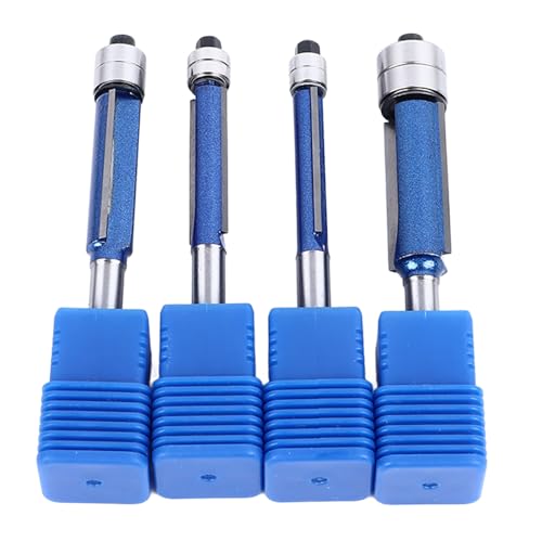 Flush Trim Bit, Double Bearing Design, Premium Alloy Head, 4Pcs Set with Storage Box for Woodworking