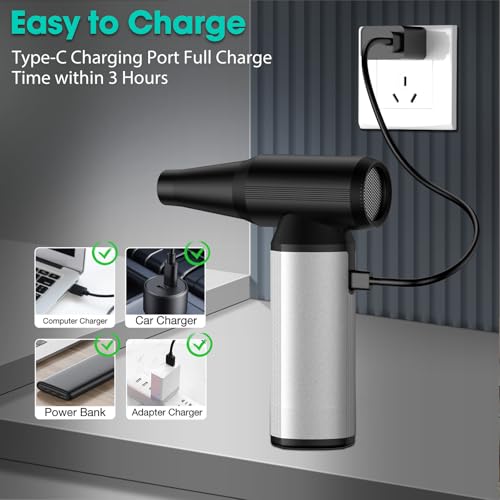 Image of Handheld Car Vacuum Cleaner Cordless, 21000PA High Power Car Vacuum Cleaner & Air Duster /Blower, Portable Vacuum with Magnetic Dust Collection Bin, LED Light, 2 Gear Hand Held Vacuum for PC(Gray)