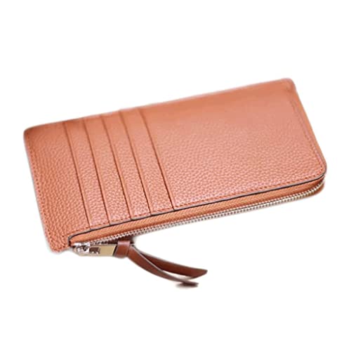 Wallet Simple Women's Leather Wallet Large Capacity Long Style Card Holder Unisex Coin Purses Tear-Resistant,Orange