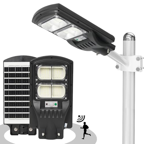 Image of Gigawatts 160 LED 60W Solar Street Light with Remote Control High Power 5Ah Battery Inbuilt 9W Solar Panel IP65 Water Resistant Outdoor Lamp for Wall Pathway Garden and Patio (1Pc, Cool White)