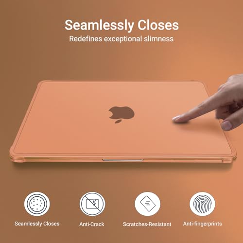 Image of MOSISO Compatible with MacBook Air 13 inch Case M5 2026 M4 2025 M3 M2 2024-2022 A3449 A3240 A3113 A2681, Seamlessly Closes Anti-Crack&Anti-Fingerprints Hard Shell for MacBook Air 13.6, Cosmic Orange
