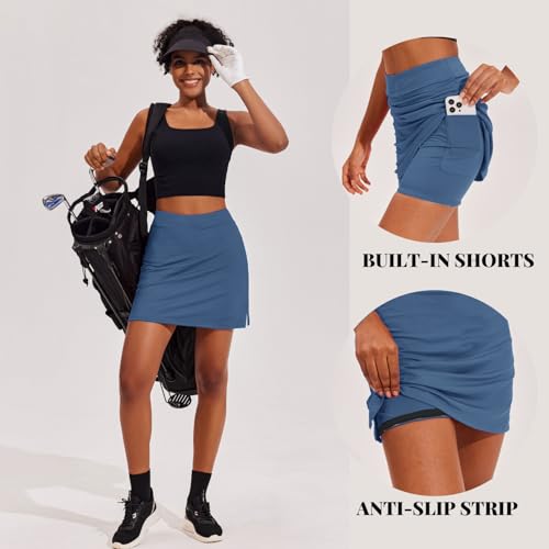 Image of Ekouaer 16 inch Golf Skorts for Woman with Inner Pockets Silicone Grippers Tennis Skirt Quick Dry Athletic Pickleball Skort