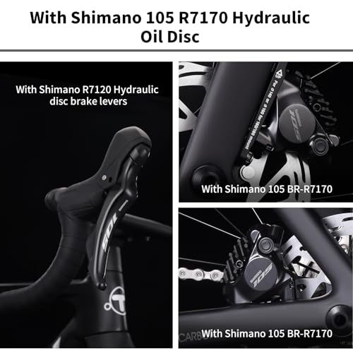 KOOTU Carbon Road Bike, Lightweight Full Carbon Fiber Disc Brake Racing Bicycle with Shimano R7120 24 Speed Groupset and Hydraulic Disc Brake for Adult.