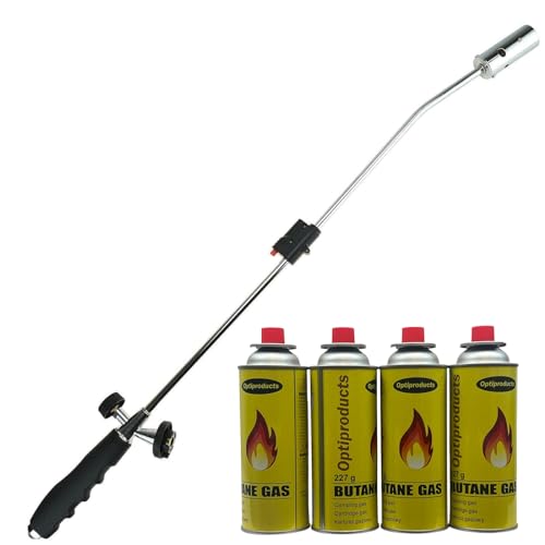 Easy Shopping Garden Weed Burner with 4 Gas Canisters Butane Weed Gas Wand Blowtorch Garden Torch...
