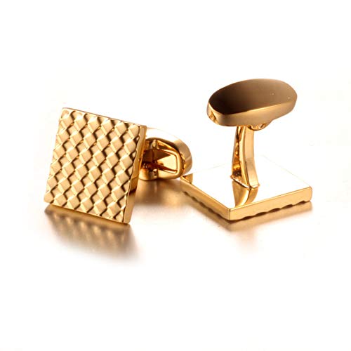 Mancuernillas cuadradas doradas para camisa de esmoquin miniatura 4