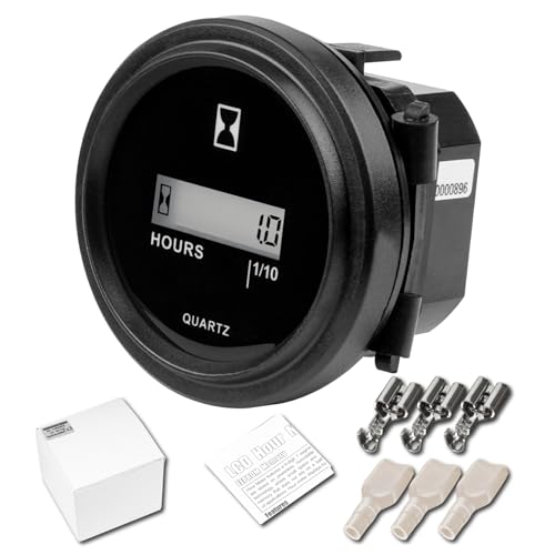 NInE-ROnG JR-HM005AC Contador de Horas AC 86-230V LCD Redondo Contador de Horas de Cuarzo para Carretilla de Horquilla Barco Tractor Generador Motor Cortacésped
