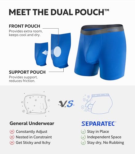 Calzoncillos bóxer para hombre Separatec de algodón suave con bolsas separadas en pack de 7 5