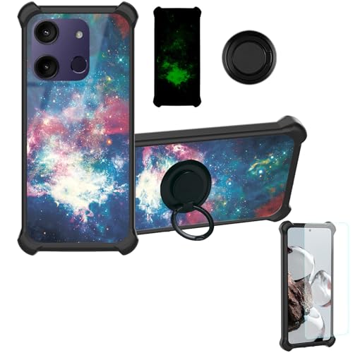 jioeuinly Case Compatible for HMD Aura Phone Case Cover [with Tempered Glass Screen Protector][Hard PC + Soft Silicone][Ring Support] [Luminous Effect] YGH-YH
