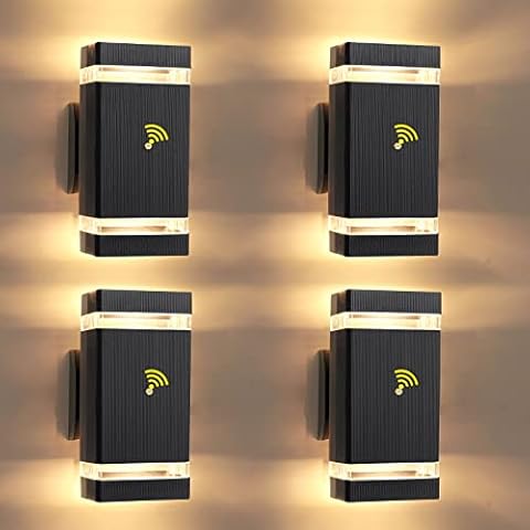 Crybeno Dusk to Dawn Outdoor Lighting, 4 Pack Black Sensor Wall Sconces, Square Up and Down Wall Light Lamps, Waterproof Outdoor Wall Lights Exterior for Porch, Patio, Garage Cover