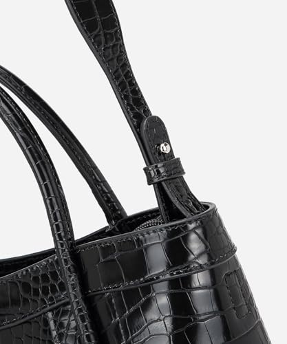Image of NEWBELLA Tote Bag for Women, Vegan Leather Crossbody Shoulder Bag, Top Handle Satchel Purse for Work, Travel, Daily Use (Black-3