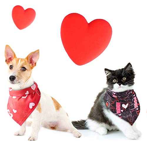 4 Pieces Valentine's Day Dog Bandana Heart Dog Bandanas Washable Pet Neckerchief Square Dog Kerchief Dog Scarf Bibs For Dogs Cats Pets Festival Accessories #TOP3