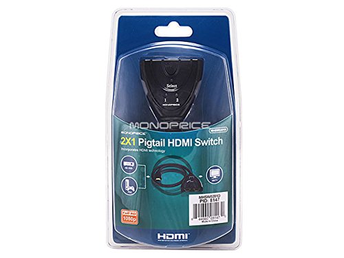 Commutateur HDMI Monoprice 108147 pigtail avec commutation fluide et design compact