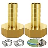 2 Stück Messing Schlauchtülle, 1/2 Zoll Schlauchanschluss – Schlauchadapter für flexible Schläuche, Innengewinde-Verbinder für Wasser, Luft, Öl und Gas, für Sanitär, Werkstatt und DIY