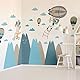 Ambiance-Sticker Live Wandaufkleber, selbstklebend, für Kinder, riesige Berge skandinavische Dekoration für Kinderzimmer Baby/Tiere auf Reisen, 50 x 90 cm, 1 Stück