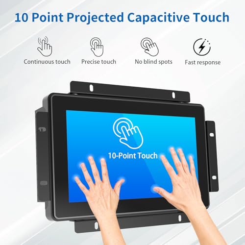 Image of 8 Inch Open Frame Touch Monitor, PCAP 10-Point Touch Industrial Touchscreen Monitor, with HDMI /VGA Interface, Active Matrix TFT LCD,LED Backlight, with VESA Mount