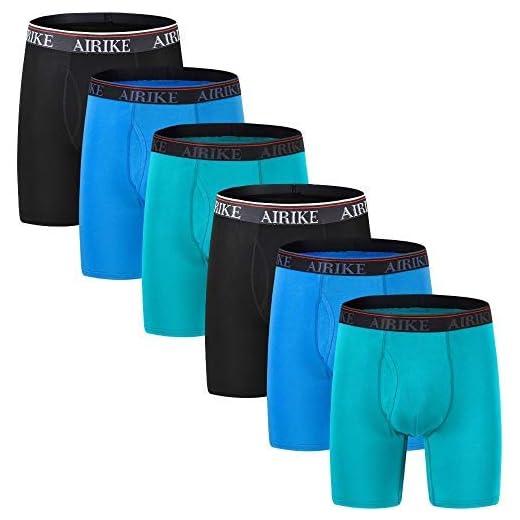 Pacote de cuecas boxer masculinas AIRIKE, pernas longas, macias de bambu, preta, tamanho grande e alta, (3 Colors Pack)*2, 4X-Large