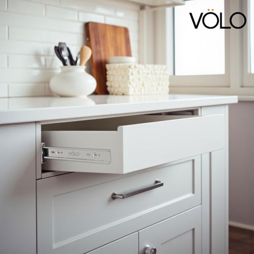 Image of Volo Heavy Duty Drawer Slides, Full Extension Ball Bearing Runners | Pack of 2 Piece | Channels for Kitchen Cabinets, Wardrobes, and Dressers (Stainless Steel, 12 Inch)