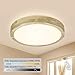 Produktbild CBJKTX LED Deckenleuchte Deckenlampe dimmbar mit der Fernbedienung Holz Deckenbeleuchtung innen Wohnzimmerlampe Schlafzimmerlampe Nachttischlampe 40x10cm 19.3W*2 (40cm)