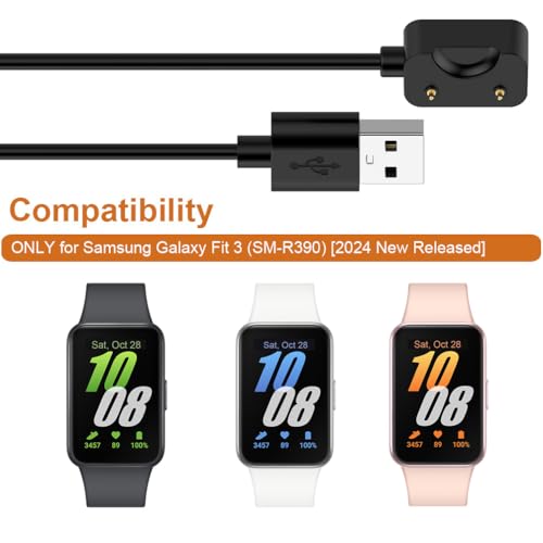YOFUNTLE Compatible for Samsung Galaxy Fit 3 Charger Cable Smartwatch Charging Cable 3.3ft (2 Pack)