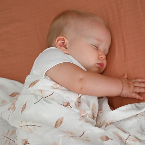 Image of POMISO Muslin Swaddle Blankets for Boys & Girls, Newborn Receiving Blankets, 4 Pack Soft Breathable Baby Swaddles, Large 47x47 Inches, Acorn & Earthy Colors