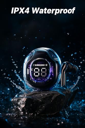 Image of LED Display Wireless Earbuds | Black | Bluetooth 5.0 | Dual Mic ENC Noise Cancelling | Gaming Mode | Touch Controls | Long Battery Life | in-Ear Design | (Ultra PRO) (Black)