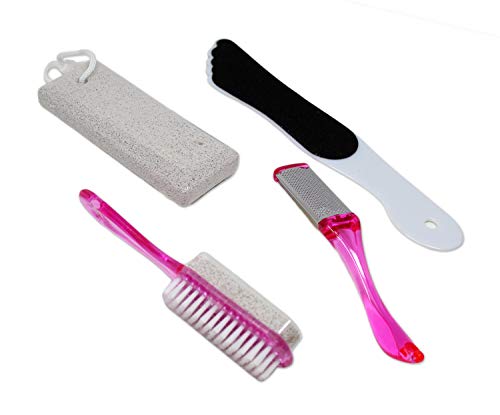 Foot care set 4-Piece Pumice Stone | Complete Pumice Set for Dry Skin | Pumice Stone, Nail Brush with Stone, Callus Remover, Pedicure File (1 Set)